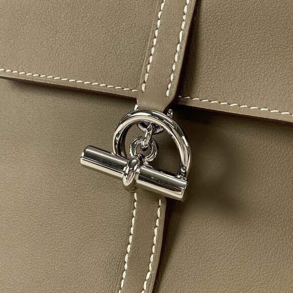 Auth HERMES grenant to go - Etoupe Veau Swift W Shoulder Bag - Picture 9 of 15